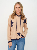 Starlight Hoodie with star pattern and two-tone knit design