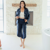 Linen Button Jacket | Top w/ Fraying Detail