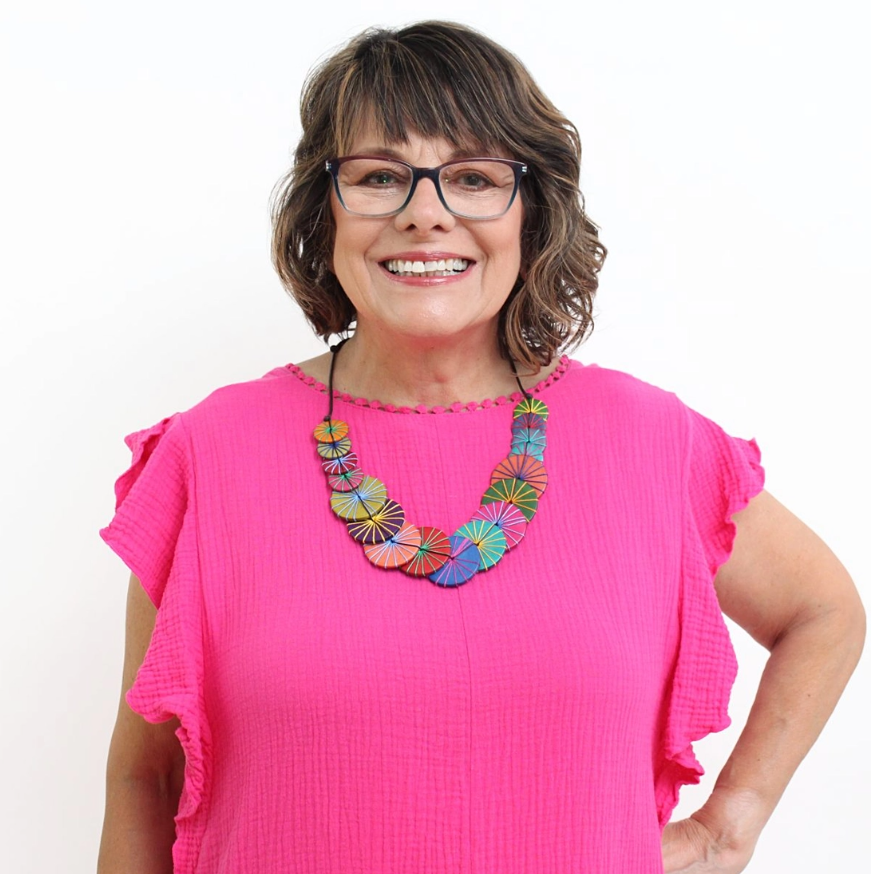 Model wearing Azalea Necklace with a simple outfit Multi