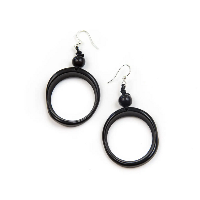 Tagua Ring of Life Earrings Onyx