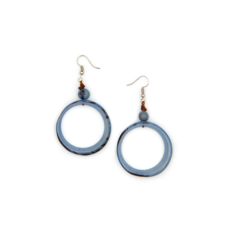 Tagua Ring of Life Earrings Biscayne Blue