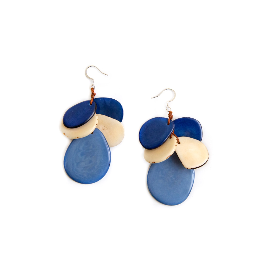 Jordin Tagua Earrings handmade in Ecuador from natural tagua nuts in Fuchsia Combo