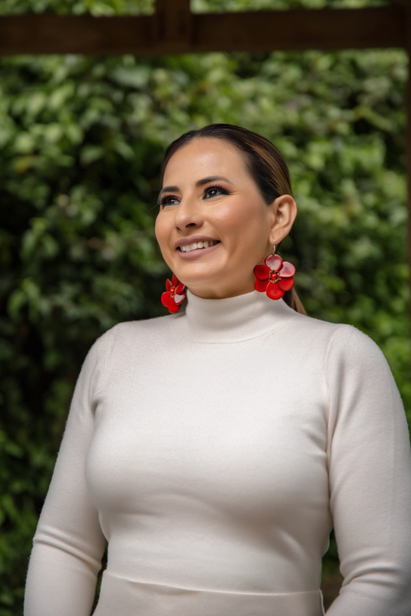 Rosalia Tagua Earrings made with sustainable materials, handmade in Ecuador in Red