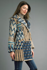 Side view of Tempo Paris Bouclé Pattern Coat styled for fall