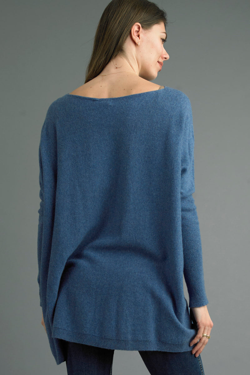 Long boxy tunic sweater for effortless fall layering