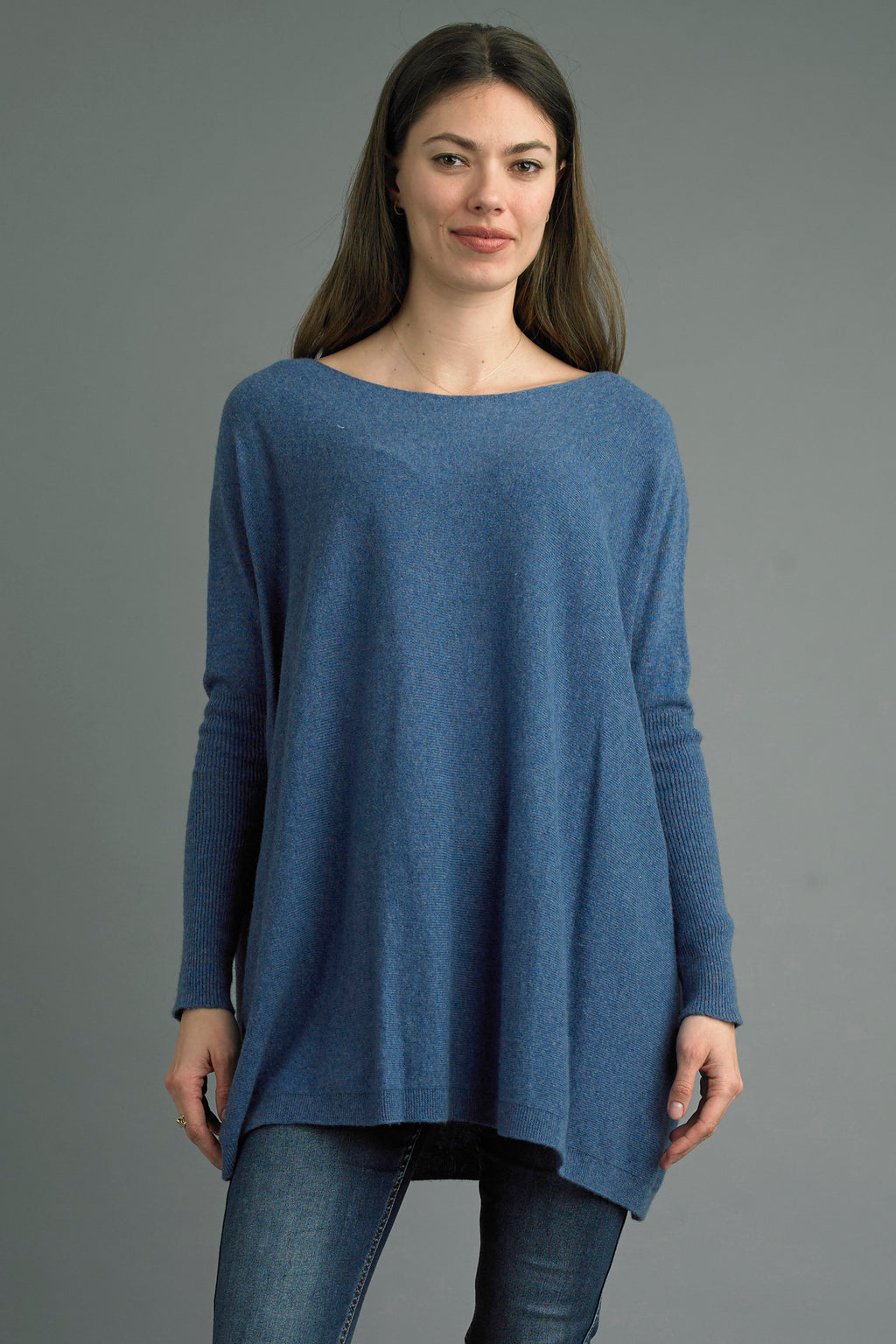 Tempo Paris Oversized Knit Tunic with drop shoulders and boat neckline