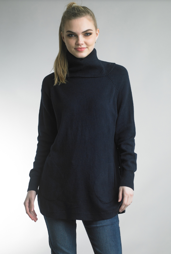 Tempo Paris 3 Button Sweater Navy