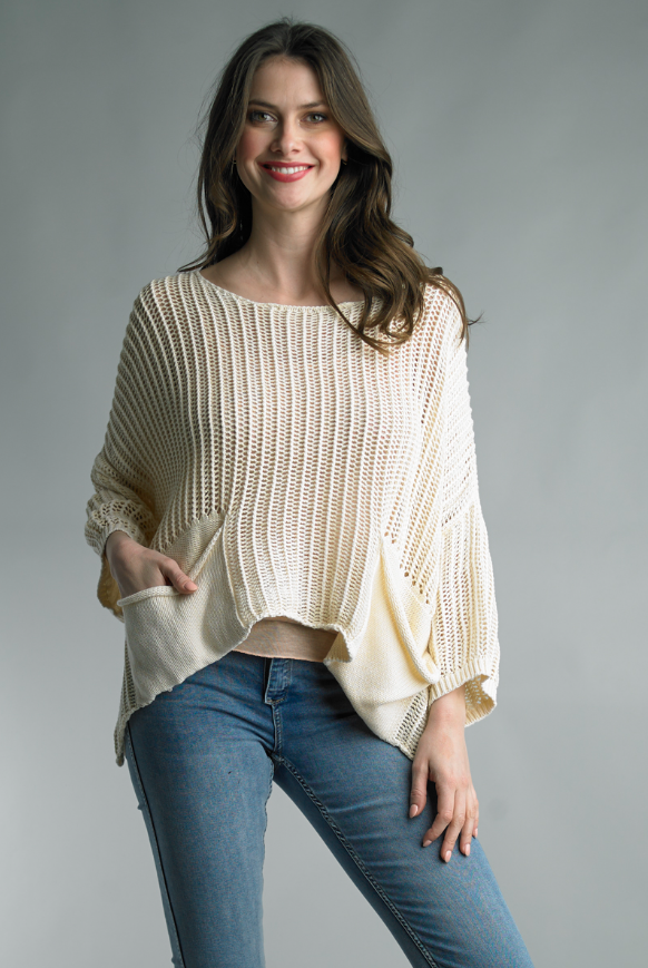 Crochet Knit Top Vanilla