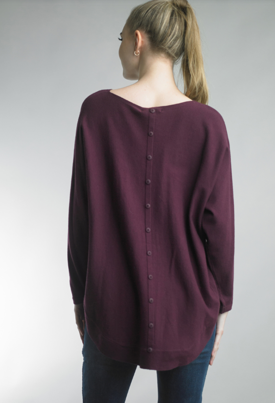 Tempo Paris Front Pocket Sweater Plum