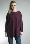 Tempo Paris Front Pocket Sweater Plum