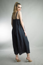 Tempo Paris V-Neck Linen Jumpsuit Navy