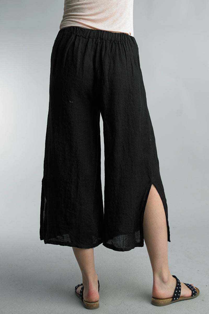 Tempo Paris Lightweight Linen Cropped Pant – Chic Summer Fashion in black