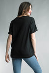 Comfortable and Stylish Tempo Paris Linen Tee in Black
