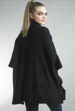 Tempo Paris Ribbed Edge Poncho Black