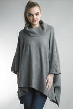 Tempo Paris Ribbed Edge Poncho Grey