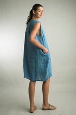 Sleeveless Slora Linen Dress by Tempo Paris, perfect for warm weather adventures in denim