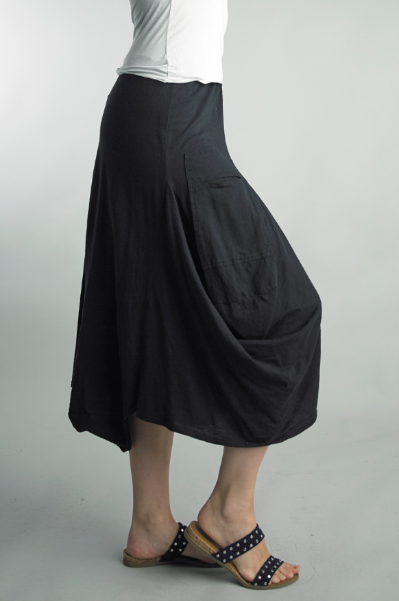 Tempo Paris Ruched Linen Skirt Navy