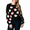 Top It Off Nickie Santa Sweater Black