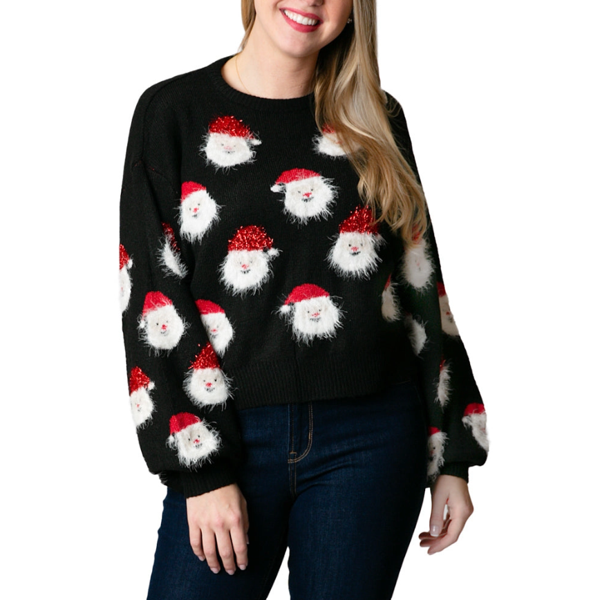 Top It Off Nickie Santa Sweater Green