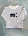 Kids relaxed fit Maine flag sweater with knit “Maine” on the front