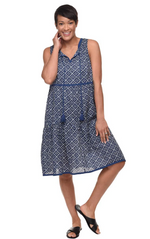 Front view of Tulip Bowman Sleeveless Tank Dress with waist seam and ruffle hem