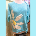 Victoria Daisy 3/4 Sleeve Sweater Turquoise