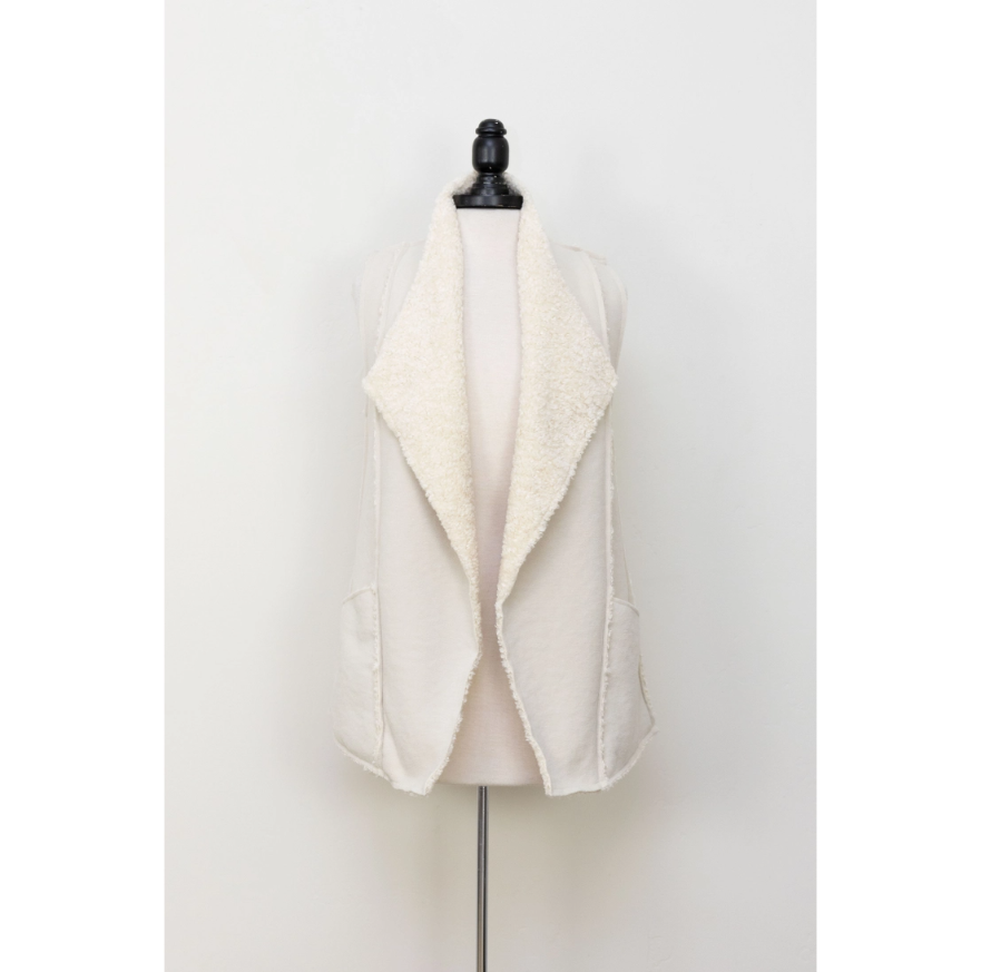 Reversible Sherpa Vest with faux fur on one side and suede on the other