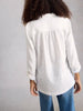 Relaxed fit collared cotton shirt with 3/4 sleeves in the color white at The Lazy Daisy