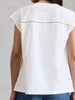 White Stuff floral top styled with casual denim jeans in the color white at The Lazy Daisy