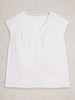 Regular fit floral broderie top with V-neckline in the color White at The Lazy Daisy