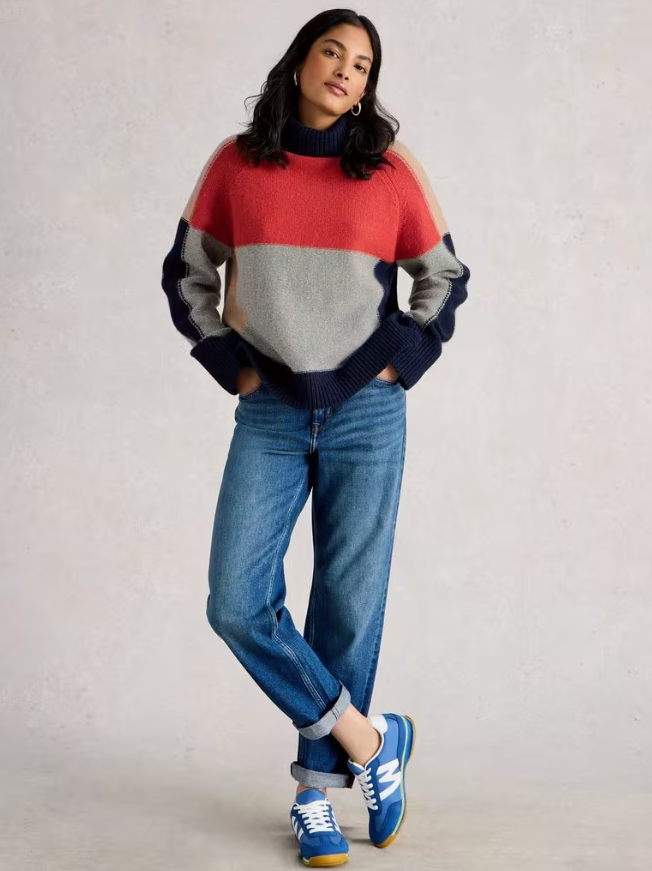 Mary Colorblock Turtle Neck Sweater