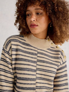 White Stuff Mix Stripe Sweater with stand neck and shoulder buttons