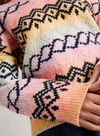 Vibrant V-neck jumper with pointelle detailing and long sleeves