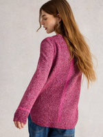 Model wearing Talia Jumper styled casually with denim