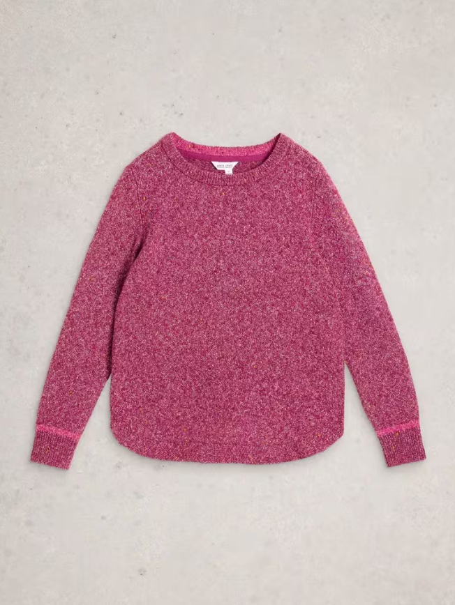 White Stuff Talia Jumper in solid neppy knit with confetti yarn