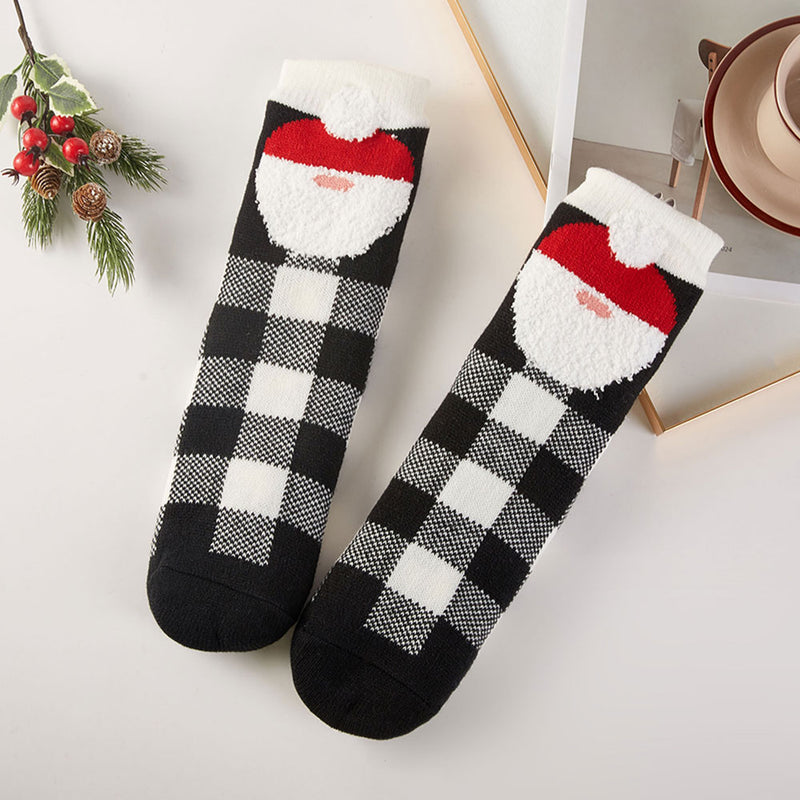 Checkered Santa Non-Slip Socks
