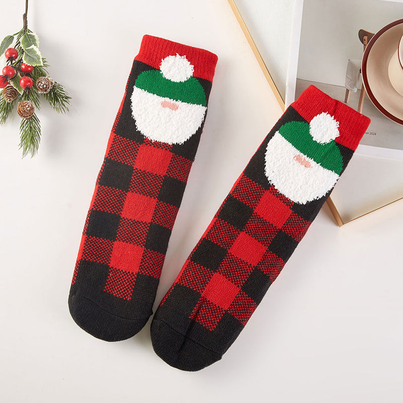 Checkered Santa Non-Slip Socks