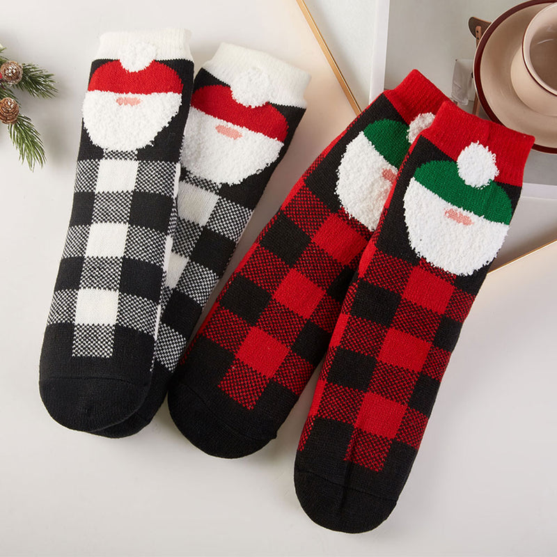 Checkered Santa Non-Slip Socks