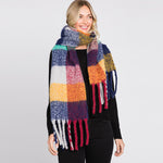 Plaid Blanket Scarf Blue Yellow