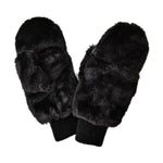 Fur Convertible Mittens Black