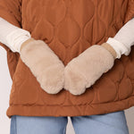 Fur Convertible Mittens Camel