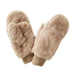 Fur Convertible Mittens Camel