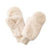 Fur Convertible Mittens Ivory