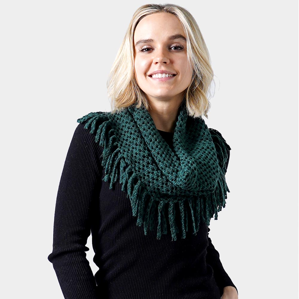 Mini Tube Fringe Scarf Olive