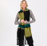 Multi Stripe Blanket Scarf Green