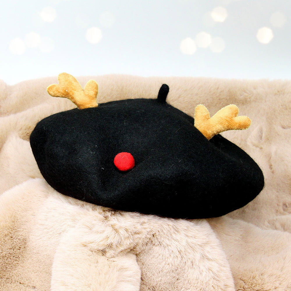 Reindeer Beret White