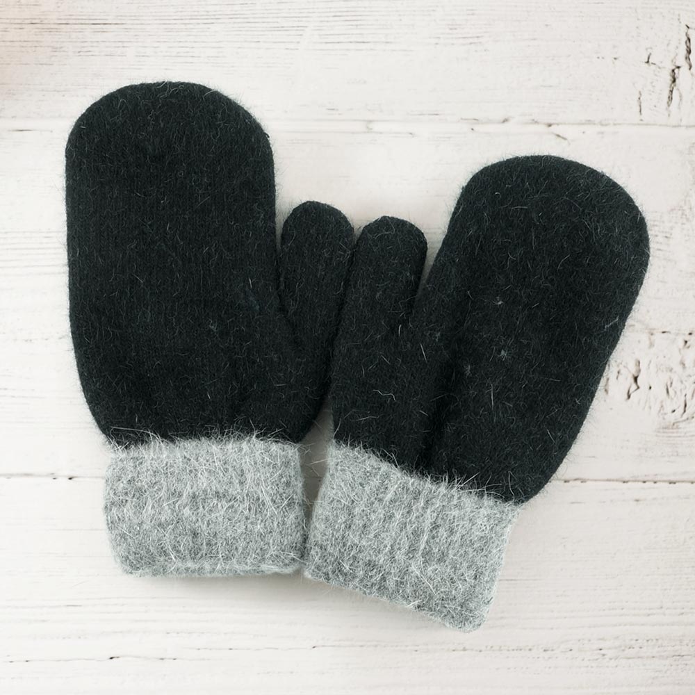 Two Tone Mittens Grey