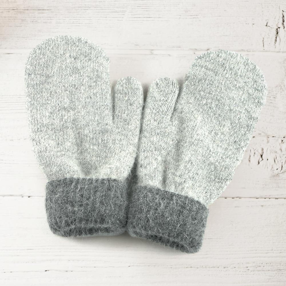 Two Tone Mittens Grey