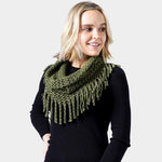 Mini Tube Fringe Scarf Olive