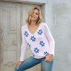 Wooden Ships Mini Daisy V-Neck Sweater Whim Pink